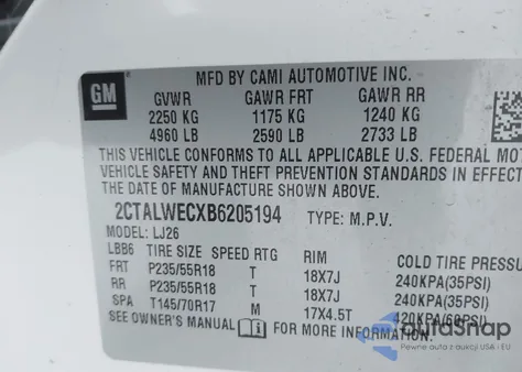 2011 GMC Terrain Slt-2 z USA, uszkodzony, nr VIN 2CTALWECXB6205194